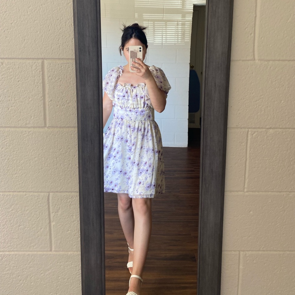 Floral Corset Ruffle Detail Mini Dress